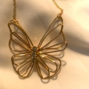 Gold and Rhinestone Butterfly necklace